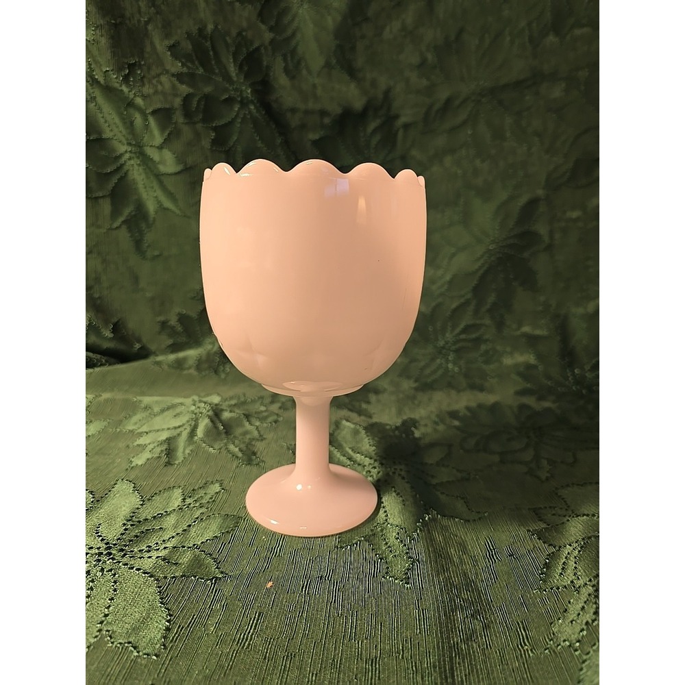 Vintage Milk Glass Compote, Vase, Planter,‎ Cup Goblet Indented Star Pattern